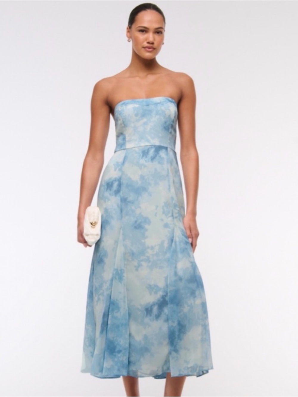Abercrombie & Fitch Strapless Sky-Print Midi Dress